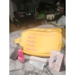 Yellow Designer Logo Belt Bag Bundle